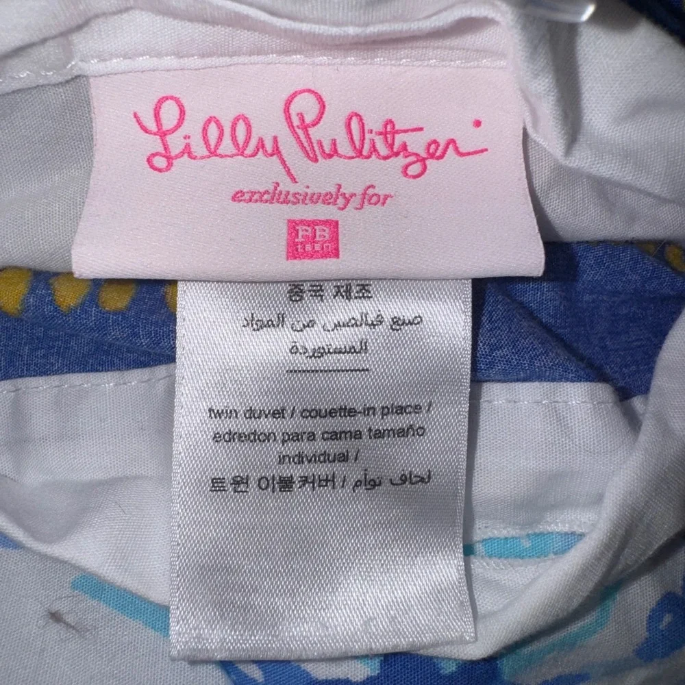 Lilly Pulitzer for PB Teen Twin Duvet Cover Blue Tropical Palm Print 100% Cotton